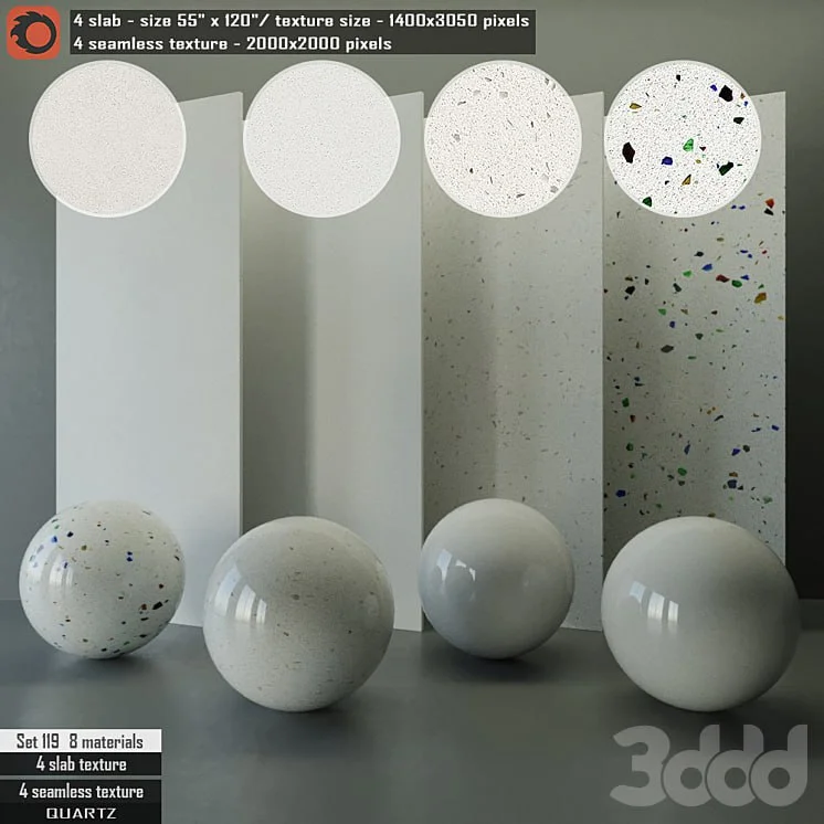 Quartz Slab & Seamless texture Set 119